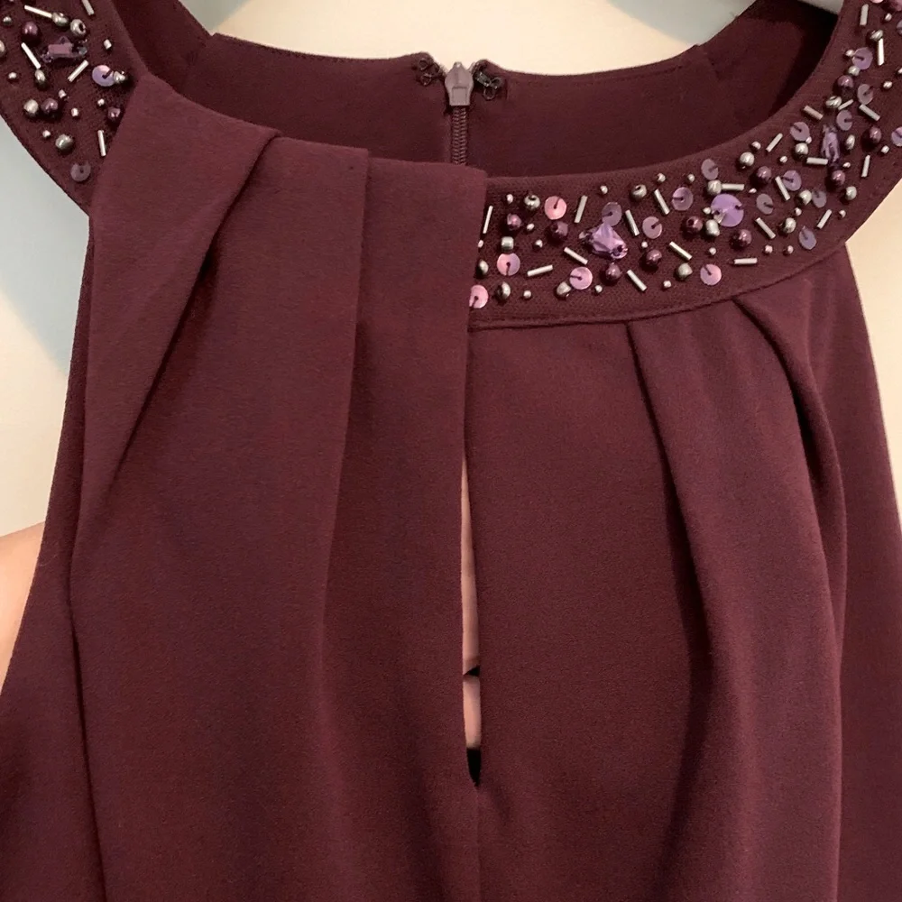 SLNY size 12 beaded halter neck sheath dress - Picture 10 of 16